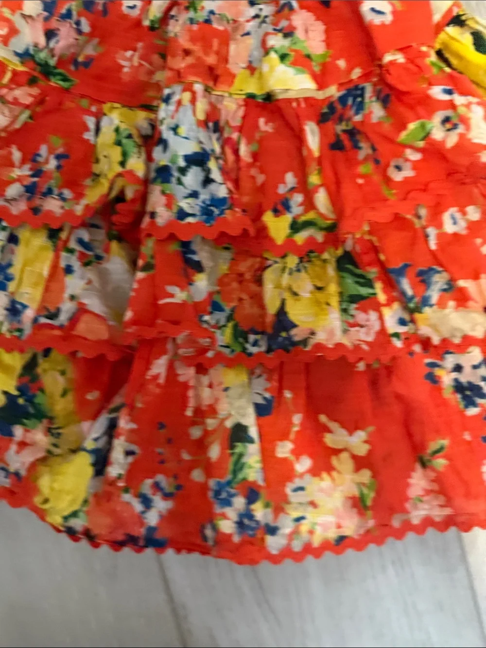Zimmermann size 2 Red Floral Tiered Sundress